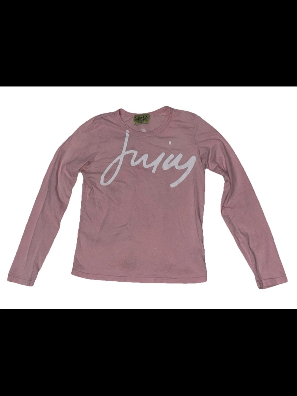Juicy Couture VTG Y2K Glitter Spellout Made In USA Green Tag L/S T Shirt SZ.L
